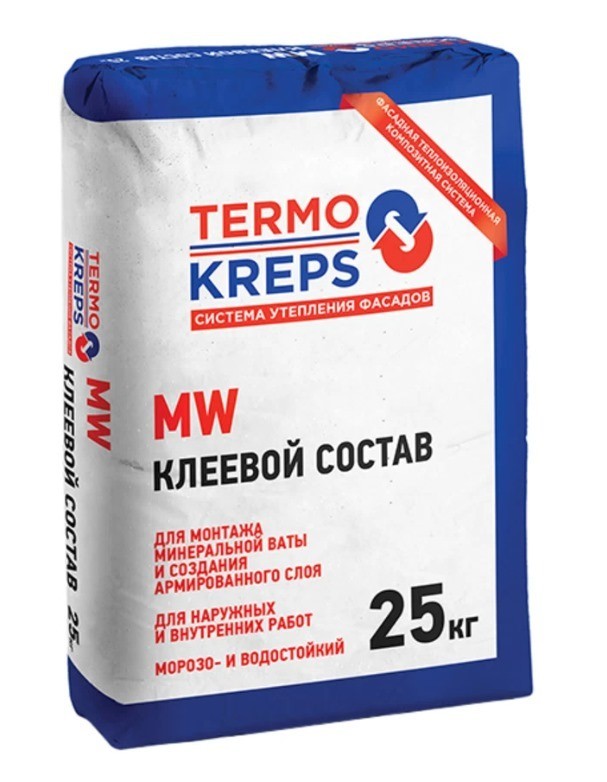 Смесь штукатурно-клеевая Крепс MW для минераловатных плит, 25 кг