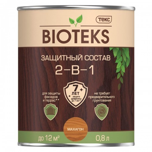Состав защитный 2-в-1 махагон BIOTEKS 0,8л