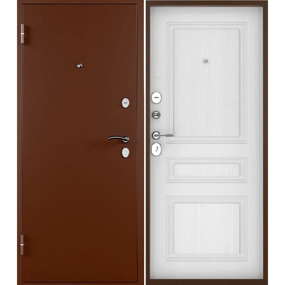 Дверь входная ТИТАН 960х2050мм левая ясень бел/антик медь